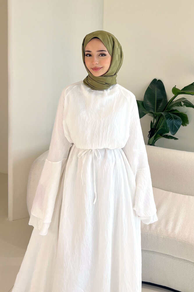 Victoria İspanyol Kol Tül Elbise - Ekru - ENMA (5)