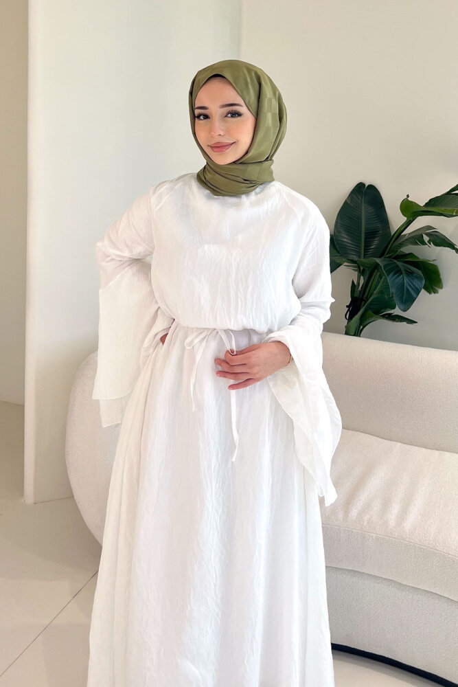 Victoria İspanyol Kol Tül Elbise - Ekru - ENMA (3)