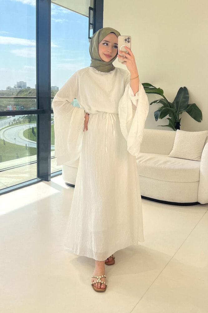 Victoria İspanyol Kol Tül Elbise - Ekru - 7