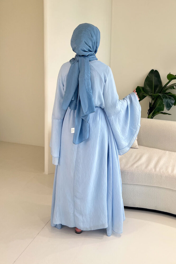 Victoria İspanyol Kol Tül Elbise - Mavi - 10