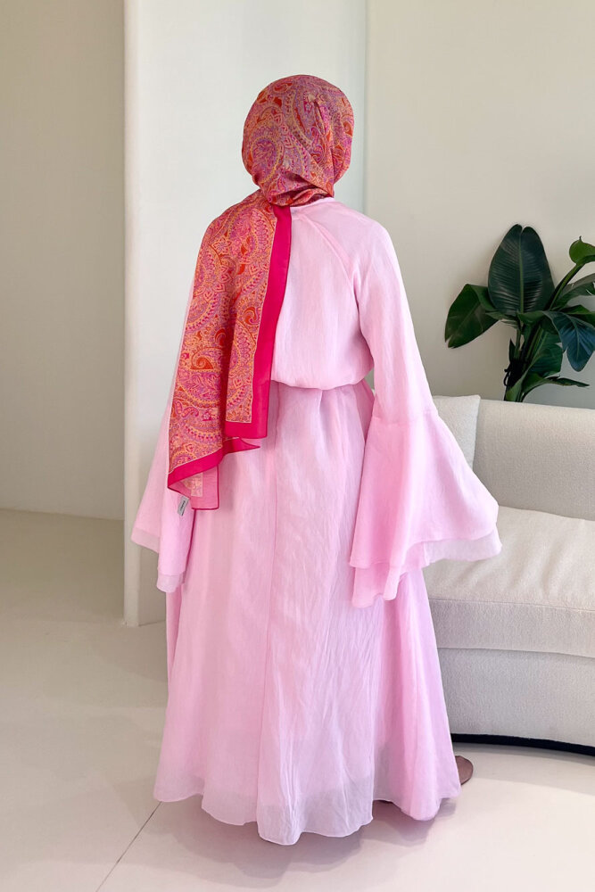 Victoria İspanyol Kol Tül Elbise - Pembe - 8