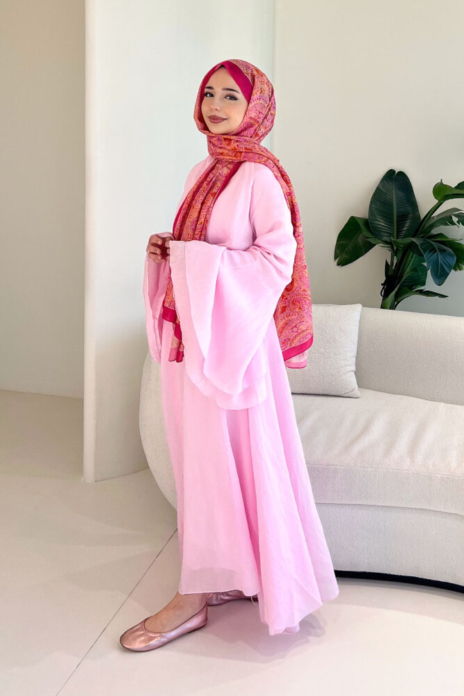 Victoria İspanyol Kol Tül Elbise - Pembe - 3