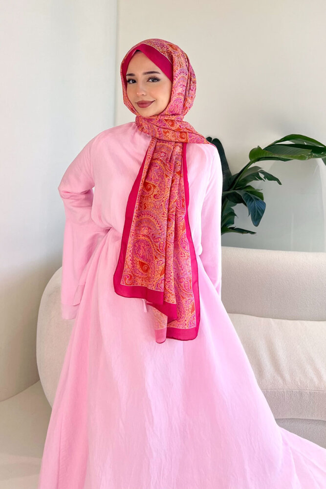 Victoria İspanyol Kol Tül Elbise - Pembe - 5