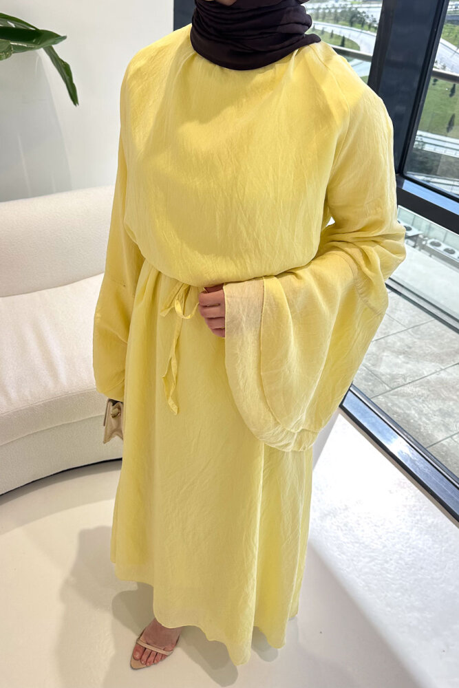 Victoria İspanyol Kol Tül Elbise - Sarı - ENMA (5)