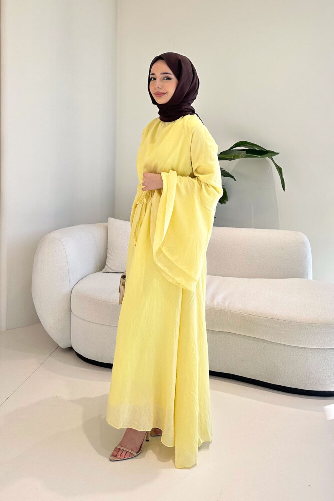 Victoria İspanyol Kol Tül Elbise - Sarı - 7