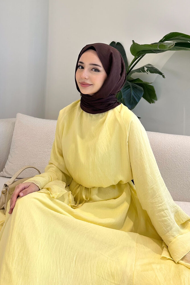 Victoria İspanyol Kol Tül Elbise - Sarı - 9