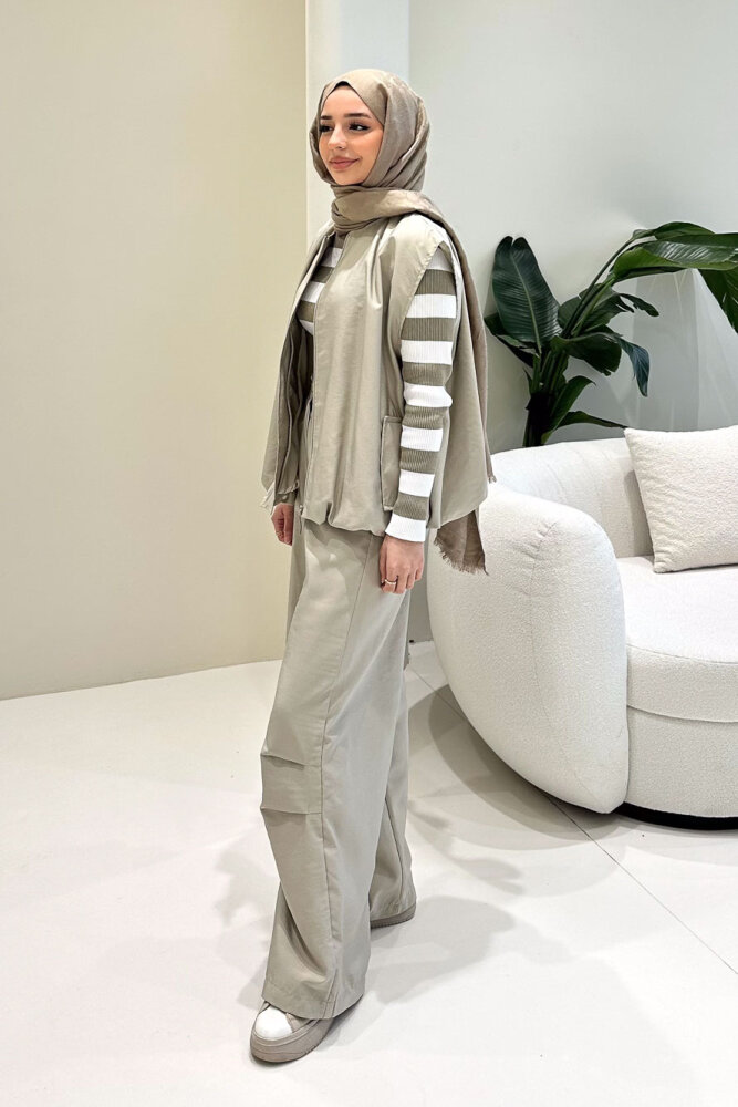 Vionne Yelekli Pantolon Takım - Bej - 7