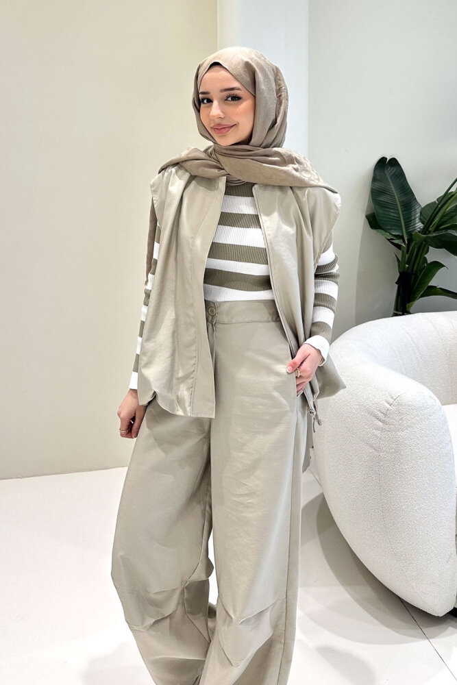 Vionne Yelekli Pantolon Takım - Bej - ALLMİSS (5)