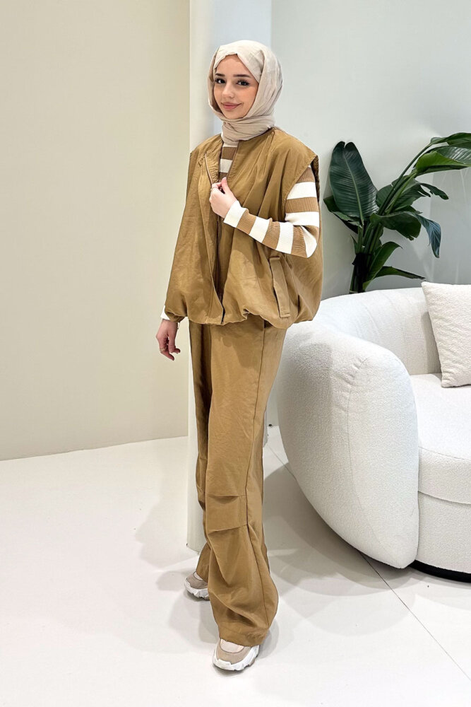 Vionne Yelekli Pantolon Takım - Camel - ALLMİSS (2)
