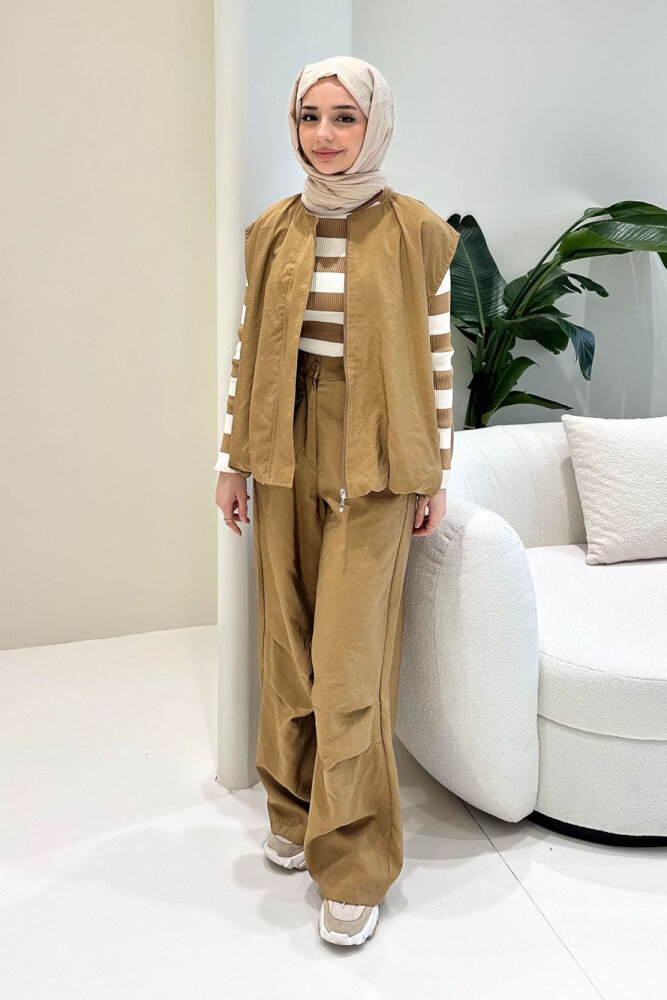 Vionne Yelekli Pantolon Takım - Camel - ALLMİSS (1)