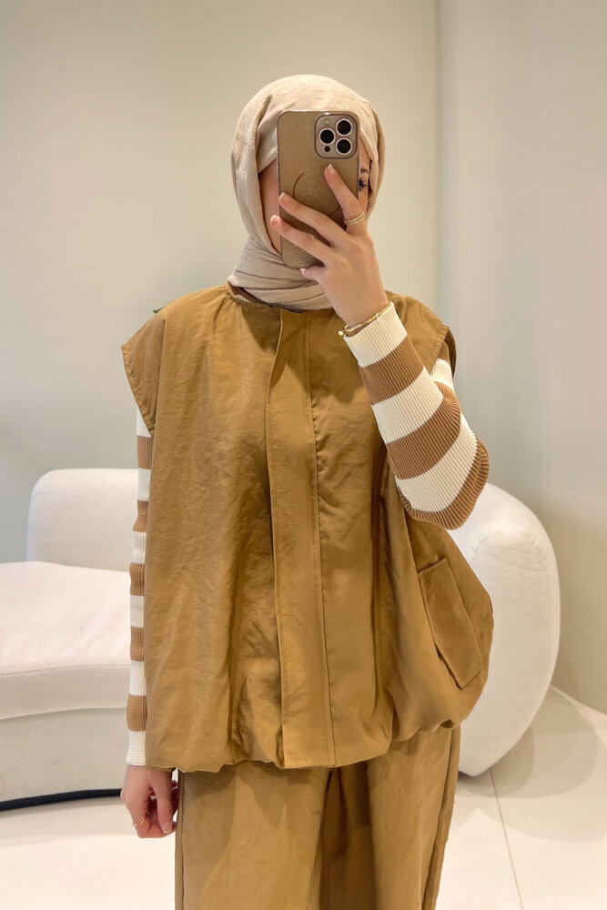 Vionne Yelekli Pantolon Takım - Camel - ALLMİSS (3)