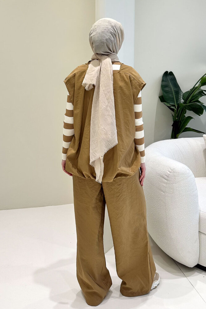 Vionne Yelekli Pantolon Takım - Camel - 10