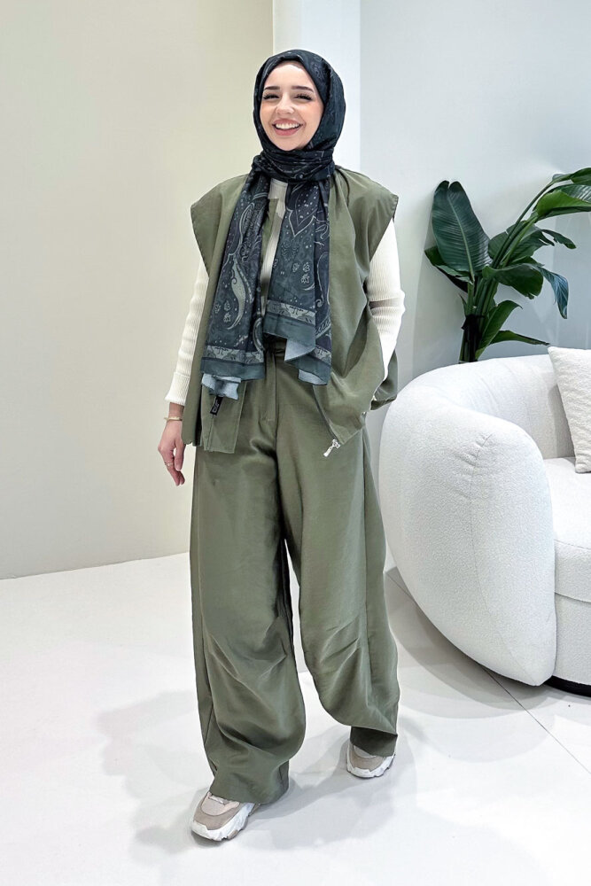 Vionne Yelekli Pantolon Takım - Haki - 4