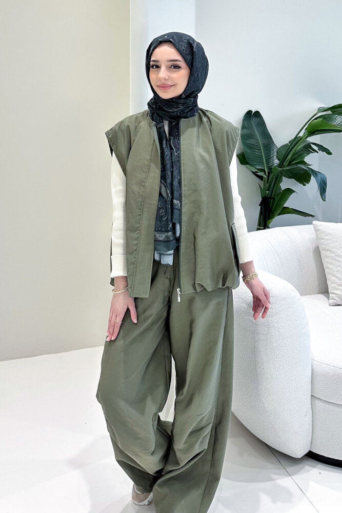 Vionne Yelekli Pantolon Takım - Haki - ALLMİSS (4)