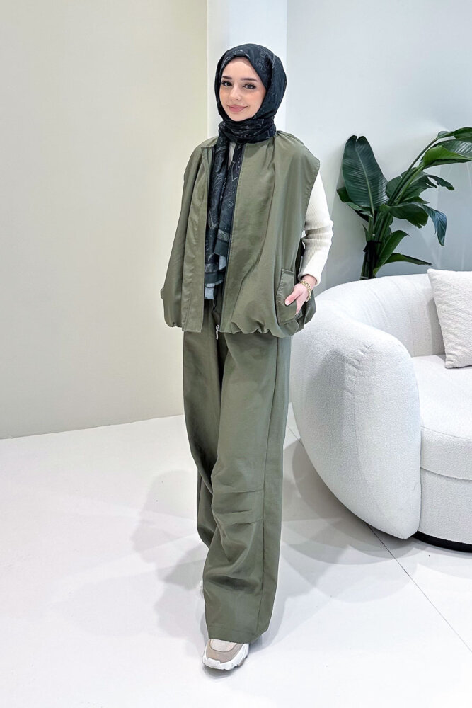 Vionne Yelekli Pantolon Takım - Haki - ALLMİSS (5)