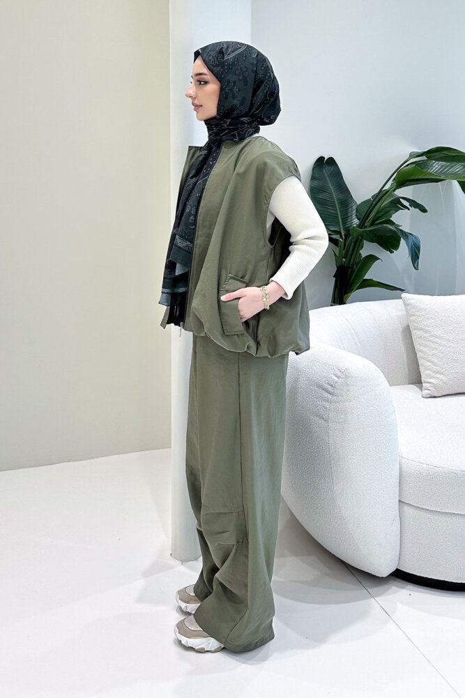 Vionne Yelekli Pantolon Takım - Haki - 3