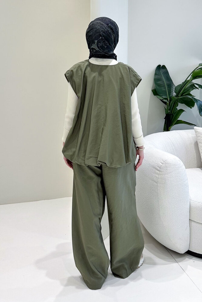 Vionne Yelekli Pantolon Takım - Haki - 8