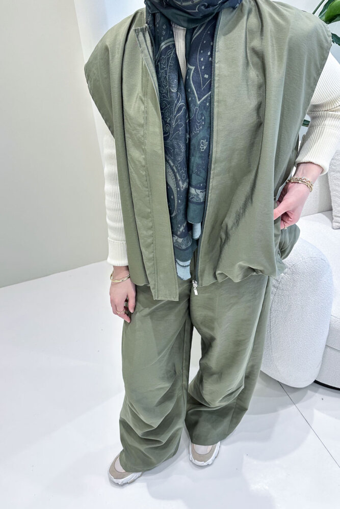 Vionne Yelekli Pantolon Takım - Haki - 7