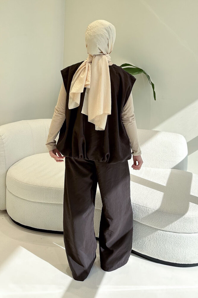 Vionne Yelekli Pantolon Takım - Kahverengi - 9