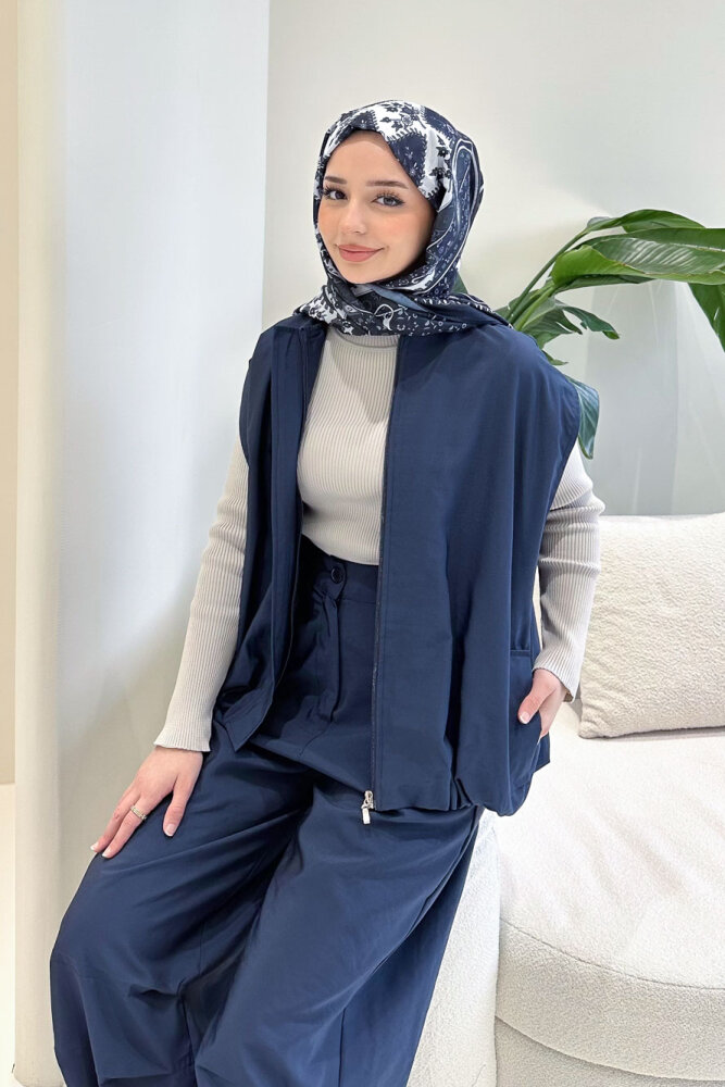 Vionne Yelekli Pantolon Takım - Lacivert - 2