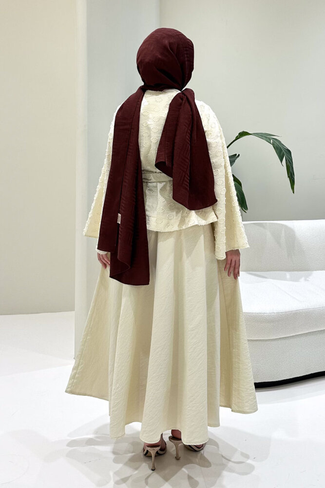 Virella Düz Kesim Bağlamalı Takım - Bej - 7