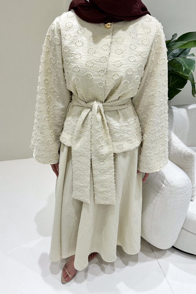 Virella Düz Kesim Bağlamalı Takım - Bej - HEWES (3)