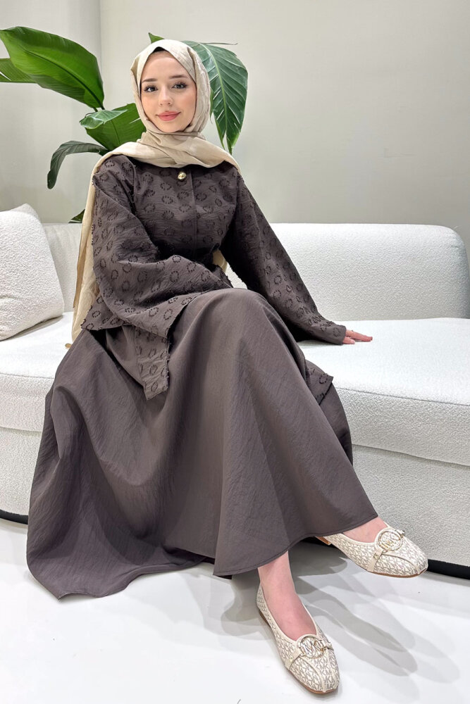 Virella Düz Kesim Bağlamalı Takım - Kahverengi - 5