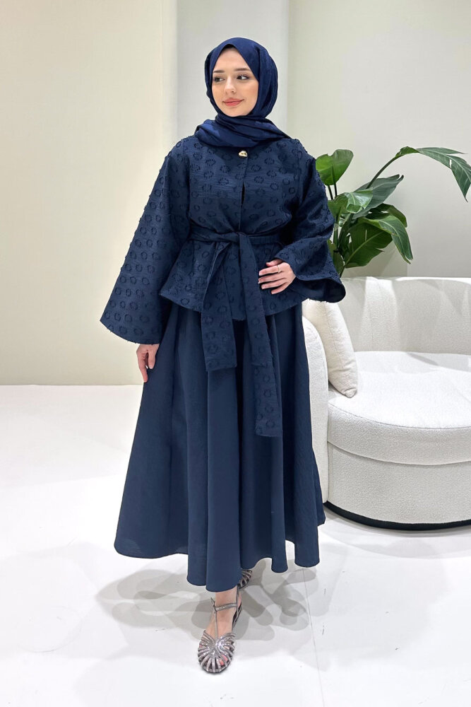 Virella Düz Kesim Bağlamalı Takım - Lacivert - 2