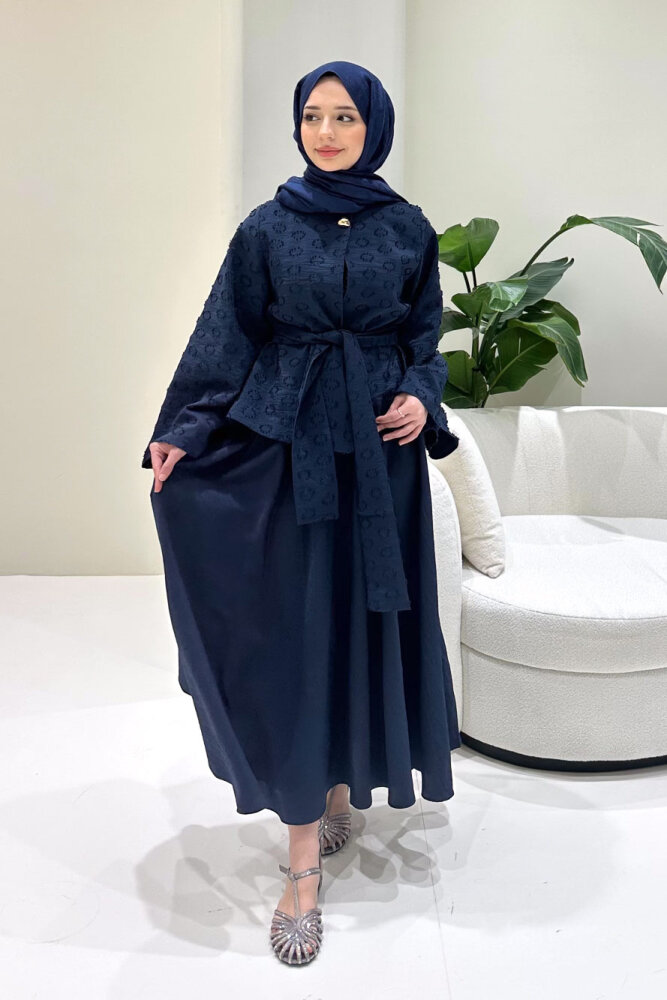 Virella Düz Kesim Bağlamalı Takım - Lacivert - 4