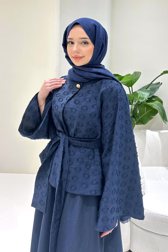 Virella Düz Kesim Bağlamalı Takım - Lacivert - 5