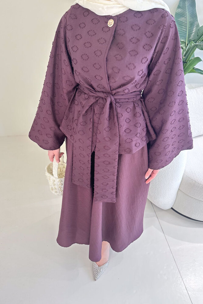 Virella Düz Kesim Bağlamalı Takım - Mürdüm - HEWES (4)