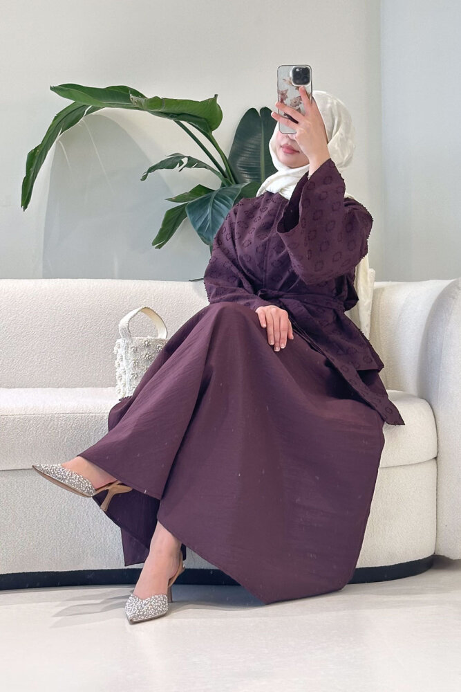 Virella Düz Kesim Bağlamalı Takım - Mürdüm - 2