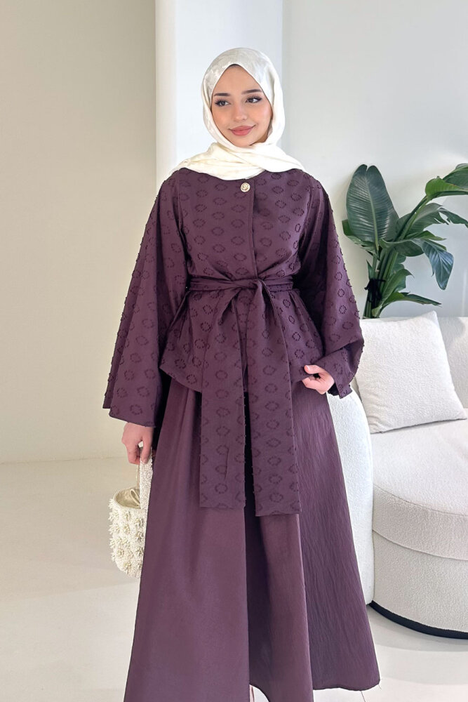 Virella Düz Kesim Bağlamalı Takım - Mürdüm - 7