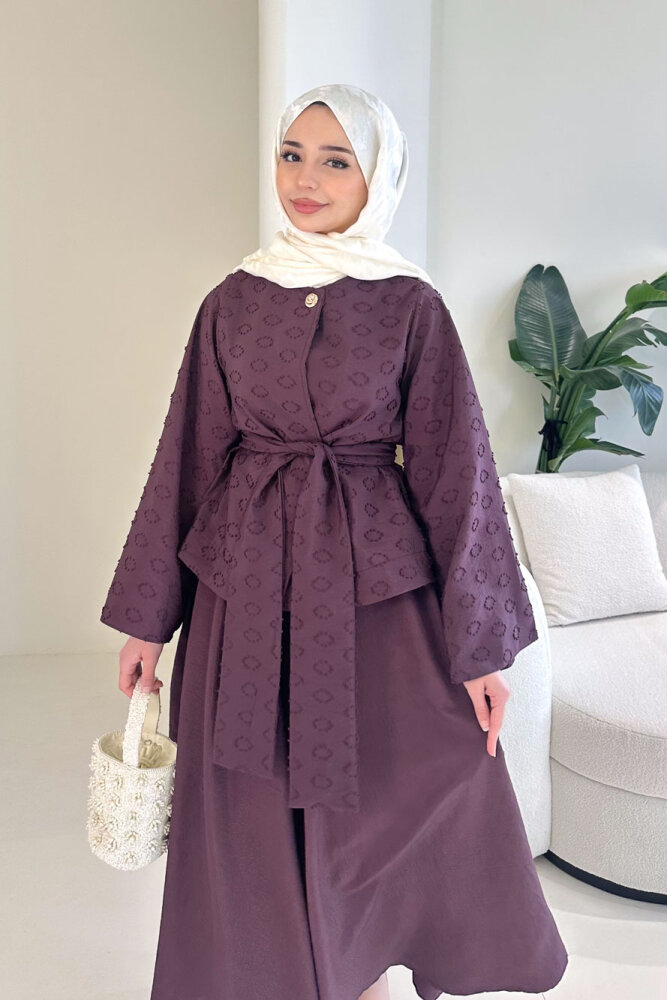 Virella Düz Kesim Bağlamalı Takım - Mürdüm - 3