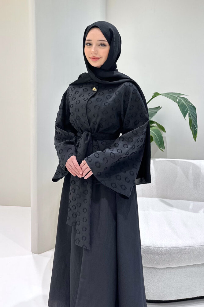 Virella Düz Kesim Bağlamalı Takım - Siyah - 5