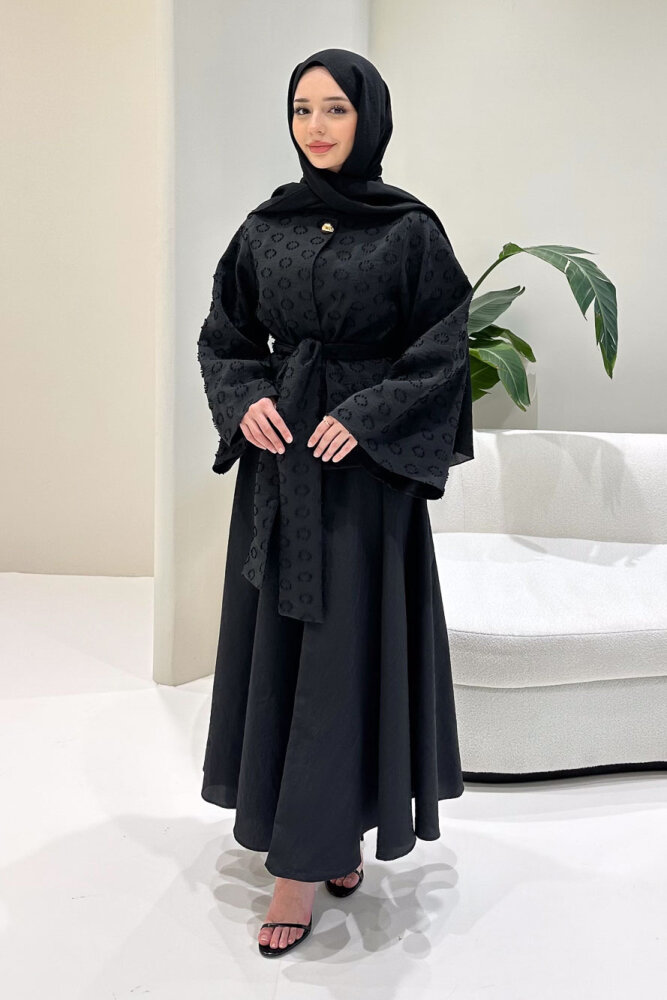 Virella Düz Kesim Bağlamalı Takım - Siyah - HEWES (3)