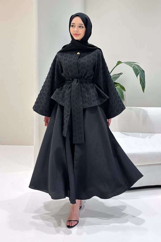 Virella Düz Kesim Bağlamalı Takım - Siyah - HEWES (1)