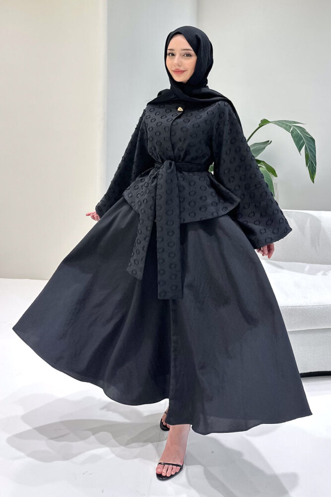 Virella Düz Kesim Bağlamalı Takım - Siyah - 6