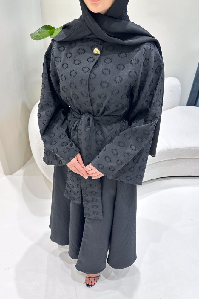 Virella Düz Kesim Bağlamalı Takım - Siyah - HEWES (2)