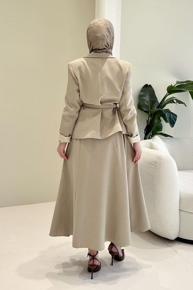 Viviana Ceket Etek Takım - Bej - 10