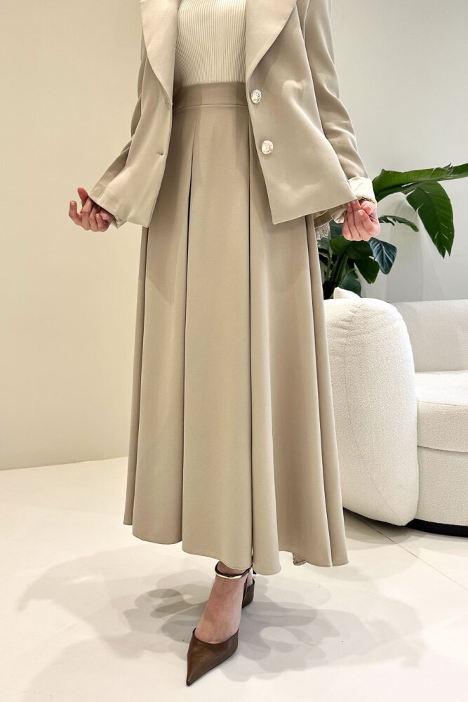 Viviana Ceket Etek Takım - Bej - 3