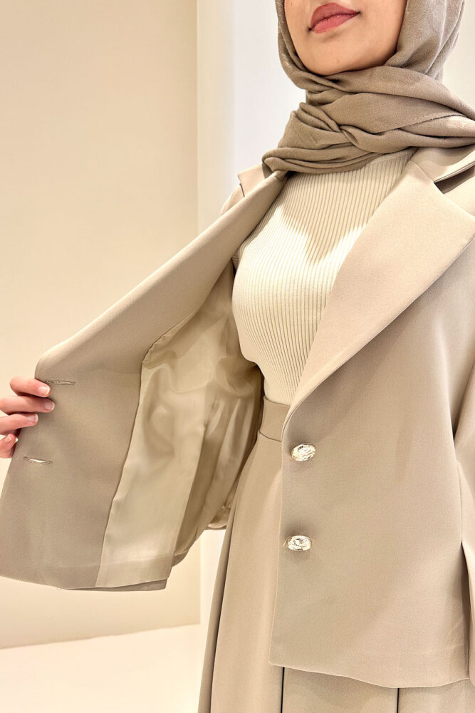 Viviana Ceket Etek Takım - Bej - LİNE (4)
