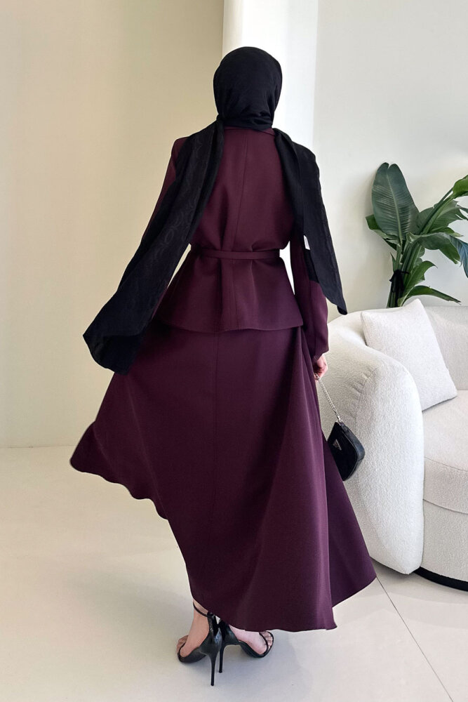 Viviana Ceket Etek Takım - Bordo - 8