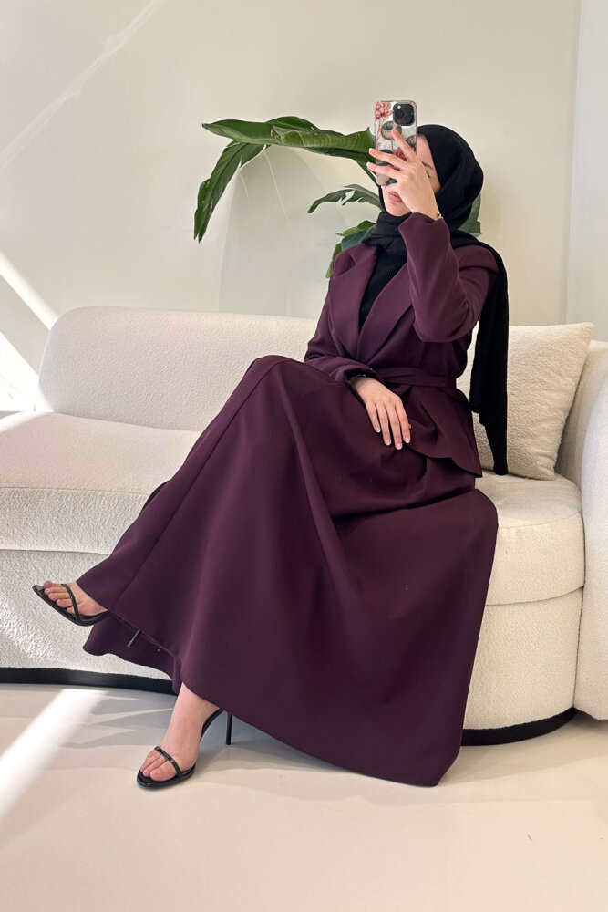 Viviana Ceket Etek Takım - Bordo - 3