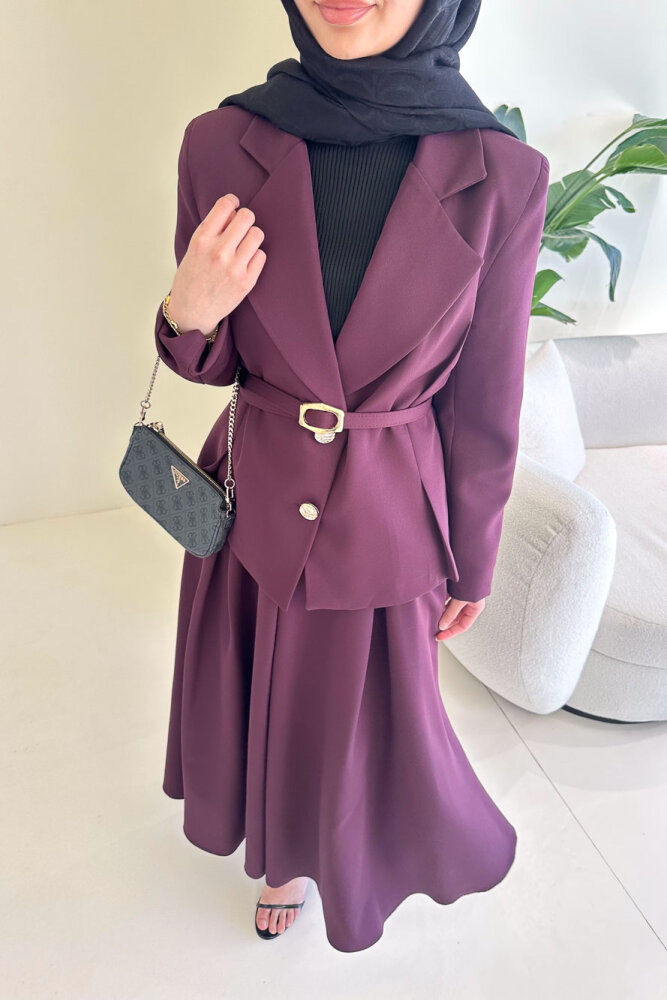 Viviana Ceket Etek Takım - Bordo - 4