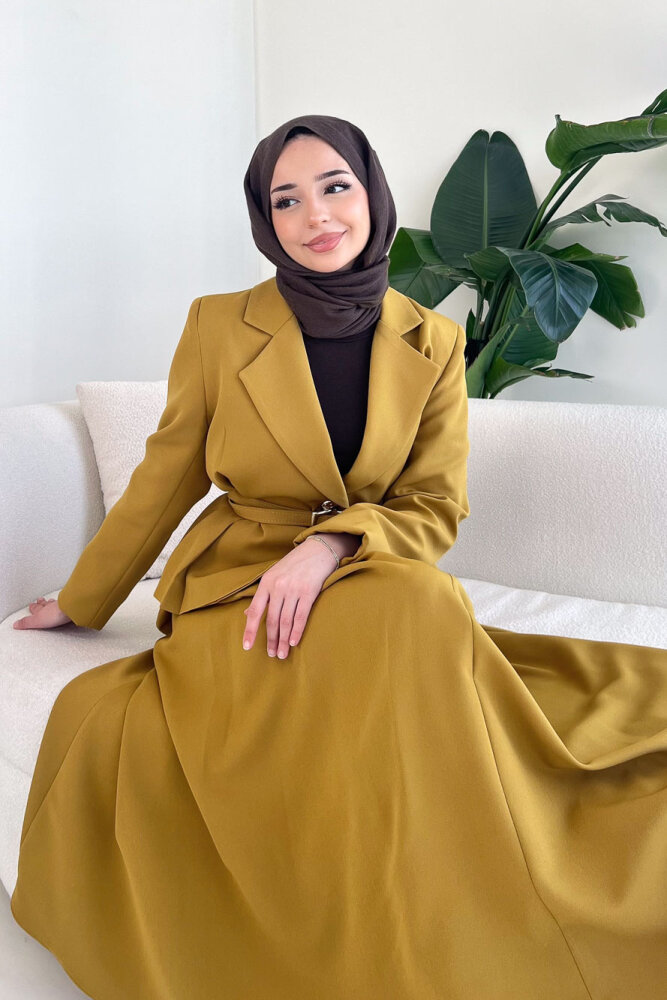 Viviana Ceket Etek Takım - Hardal Sarısı - 1