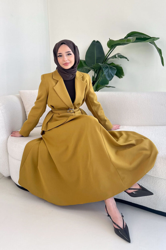 Viviana Ceket Etek Takım - Hardal Sarısı - LİNE (2)