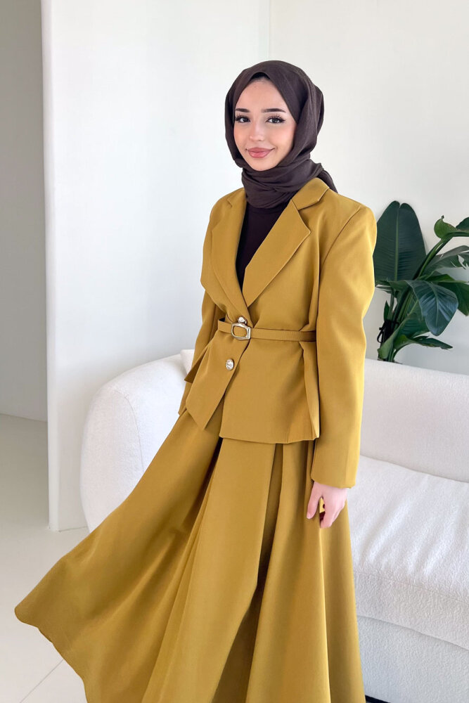 Viviana Ceket Etek Takım - Hardal Sarısı - LİNE (3)