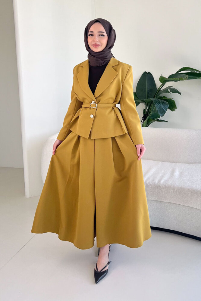 Viviana Ceket Etek Takım - Hardal Sarısı - 2