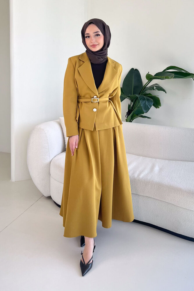 Viviana Ceket Etek Takım - Hardal Sarısı - 5
